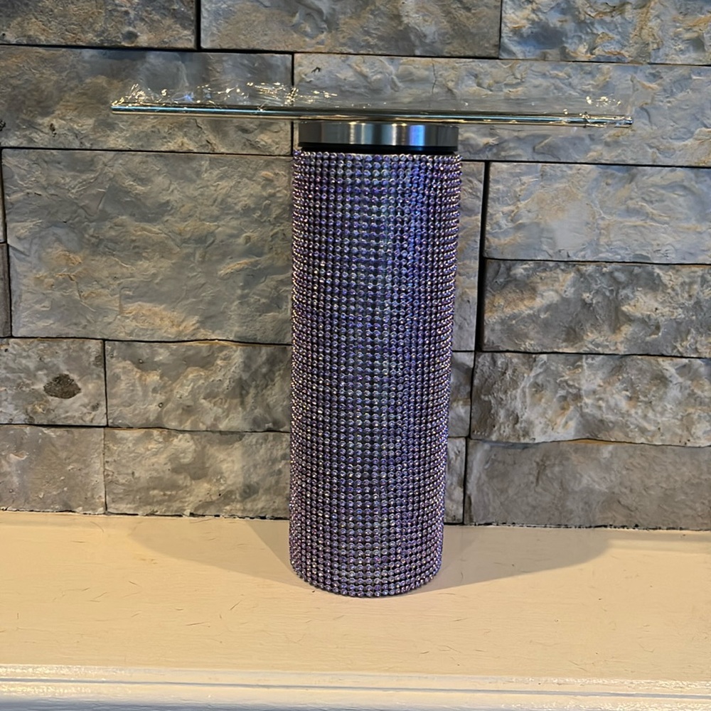 Purple Rhinestone Tumbler with Straw - Picture 2 of 2